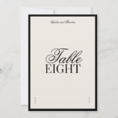 Aria | Black Beige Elegant Wedding Table Number Einladung (Rückseite)