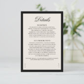 Aria | Black Beige Wedding Details Enclosure Card Begleitkarte (Stehend Vorderseite)