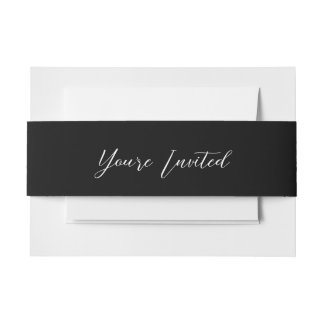 Aria ・ Elegantes, modernes Script schwarz und weiß Einladungsbanderole