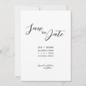 Aria ・ Elegantes, modernes Script schwarz und weiß Save The Date (Vorderseite)