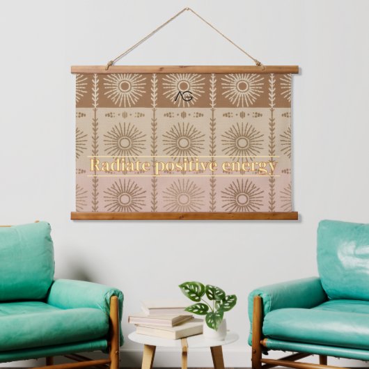 Aria Grace Cinnamon Sun Tribal Radiance Pattern Wandteppich Mit Holzrahmen (Wohnzimmer)