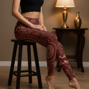 Aria Grace Crimson Lotus Mandala Latin Heritage Leggings