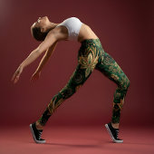 Aria Grace Emerald Lotus Paisley Folk Pattern Leggings