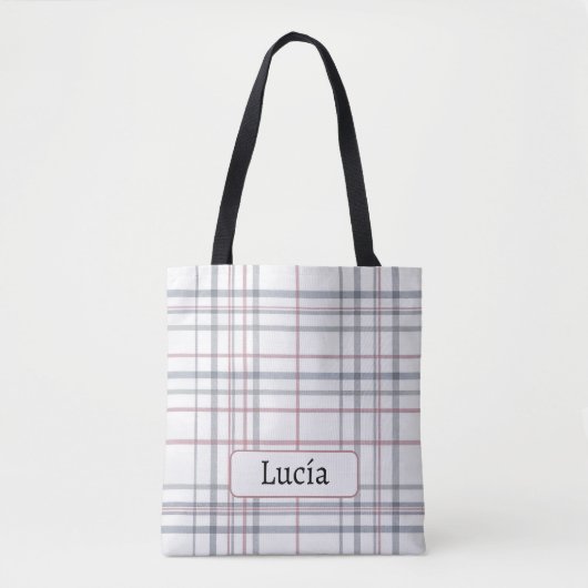 Aria Grace Frost & Sky Nordic Karomuster Name Tasche (Vorderseite)