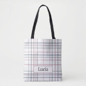 Aria Grace Frost & Sky Nordic Plaid Pattern Name Tasche (Vorderseite)