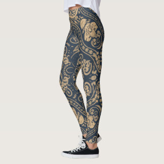 Aria Grace Indigo Tulip Paisley Folk Heritage Leggings
