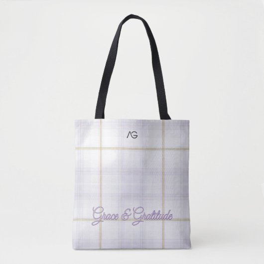 Aria Grace Ivory & Lavender Luxe Plaid Pattern Tasche (Vorderseite)