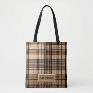 Aria Grace Kamel-Erbe Britisches Tartan mit Namen Tasche