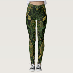 Aria Grace königliches Smaragd-Paisley-Boho-Design Leggings