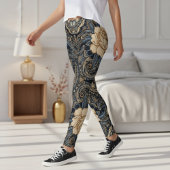 Aria Grace Midnight Blue Peony Paisley Heritage Leggings