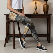 Aria Grace Midnight Blue Peony Paisley Heritage Leggings
