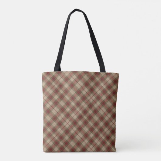 Aria Grace Olive & Wheat Rustic Plaid Pattern Name Tasche (Rückseite)