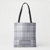 Aria Grace Silver Frost Winter Plaid Pattern Name Tasche (Vorderseite)