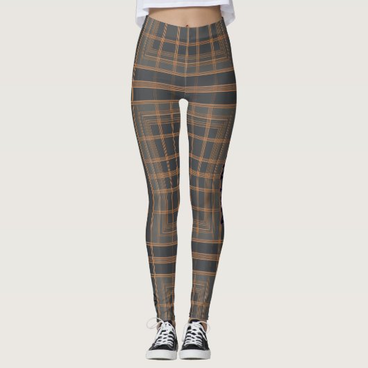 Aria Grace Urban Copper Grid Plaid Pattern RUN DMC Leggings (Vorderseite)