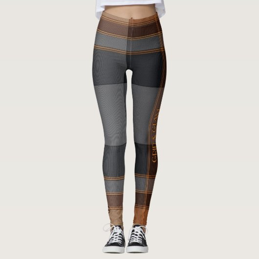 Aria Grace Urban Copper Grid Plaid Pattern Vol 29 Leggings (Vorderseite)