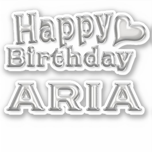 Aria Happy Birthday silver Aufkleber Sticker (Vorderseite)