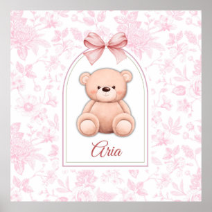 Aria   Maßgeschneidertes rosa Teddybär-Nursery-Des Poster