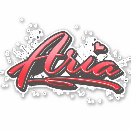 Aria red Heart Graffiti Aufkleber Sticker (Vorderseite)