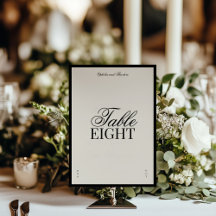 Aria | Schwarze Beige Elegante Hochzeitstisch-Numm