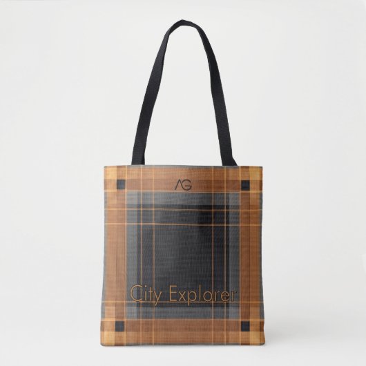 Aria Urban Copper Grid Plaid Pattern City Explorer Tasche (Vorderseite)