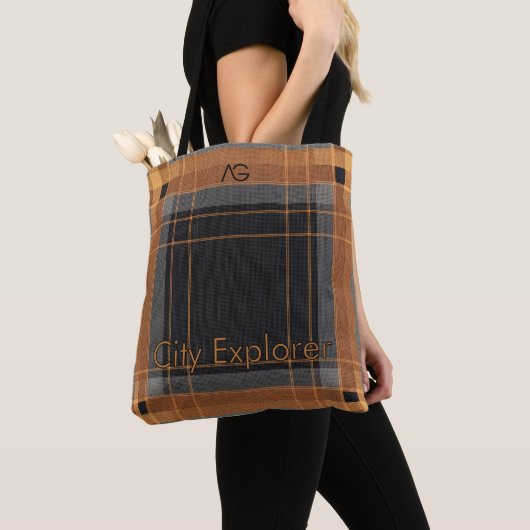 Aria Urban Copper Grid Plaid Pattern City Explorer Tasche (Von Nahem)