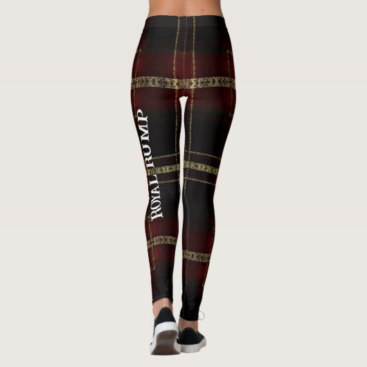 AriaGrace Regal Burgundy Gold Plaid Pattern Vol 23 Leggings (Rückseite)