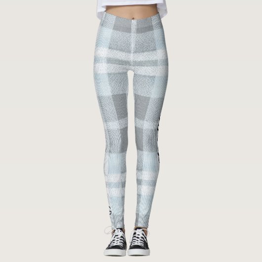 AriaGrace Silver Frost Winter Plaid Pattern Vol 24 Leggings (Vorderseite)