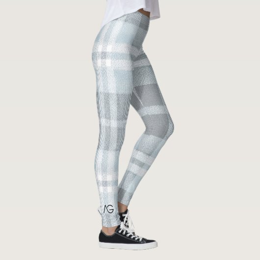 AriaGrace Silver Frost Winter Plaid Pattern Vol 24 Leggings (Rechts)