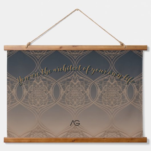 AriaGrace Slate Copper Moroccan Arc Pattern Vol 51 Wandteppich Mit Holzrahmen (Vorne)