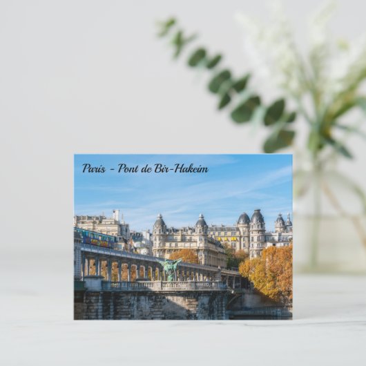 Arial Metro on Pont de Bir-Hakeim - Paris, Frankre Postkarte (Stehend Vorderseite)