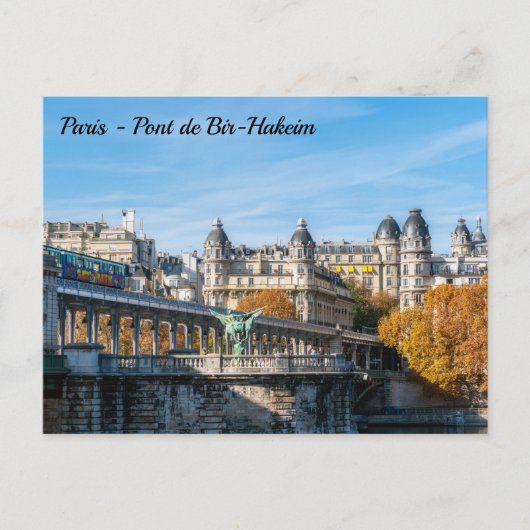 Arial Metro on Pont de Bir-Hakeim - Paris, Frankre Postkarte (Vorderseite)
