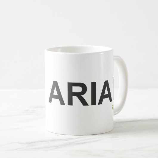 Arial Schriftart-Tasse Kaffeetasse (VorderseiteRechts)