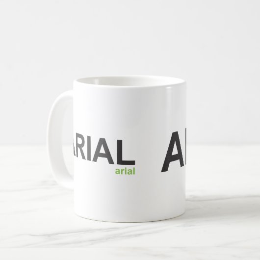 Arial Schriftart-Tasse Kaffeetasse (Vorderseite Links)