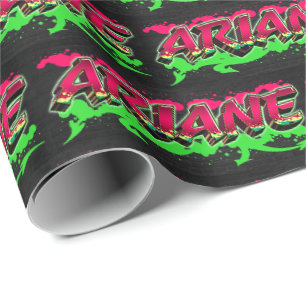 Ariane Vorname Name Graffiti red green Geschenkpapier