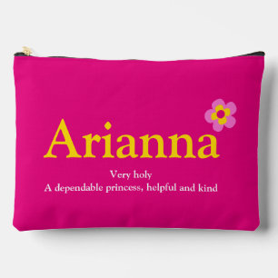 Arianna Girls benennen Text-Blume rosa Gelbe Hülle Zubehörtasche