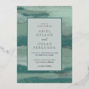 Ariel Aquamarin Green Abstrakt Coastal Moderne Hoc Folieneinladung