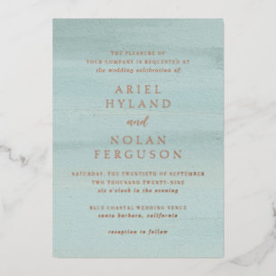 Ariel Green Abstrakt Watercolor Moderne Hochzeit Folieneinladung