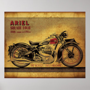 Ariel Quadrat vier Vintage Motorräder Poster