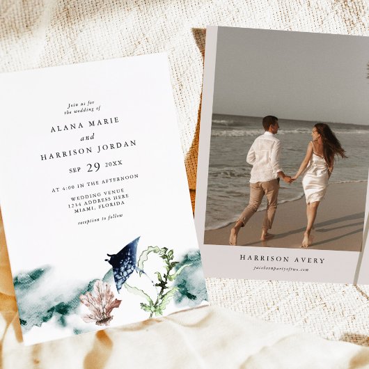 ARIEL Tropical Ocean Corean Manta Ray Beach Foto Einladung