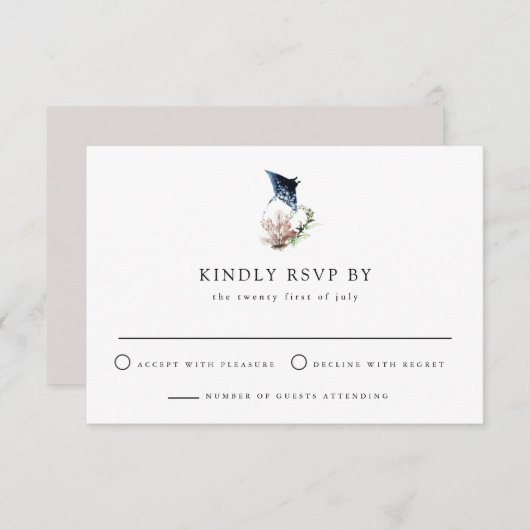 ARIEL Tropischer Ozean Coral Manta Ray Beach UAWG Einladung (Vorne/Hinten)