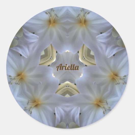 ARIELLA ~ EASTER LILY WHIRLLIGIOUS ~ RUNDER AUFKLEBER (Vorderseite)