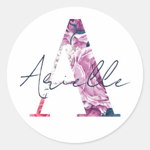 Arielle Name Custom Sticker Girls Label Floral A