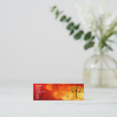 ARIEN, GOLD ZODIAC SIGN JEWEL Rote Gelbe Flammen Mini Visitenkarte (Stehend Vorderseite)