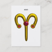 ARIEN / GOLD ZODIAC SIGN, Red Ruby Gem, White Visitenkarte (Rückseite)