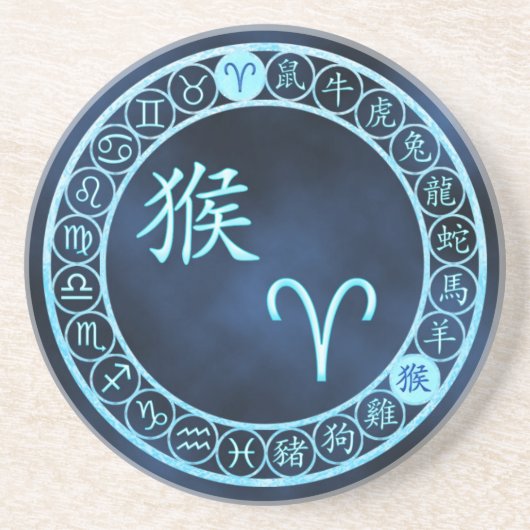 Äries/Affe Getränkeuntersetzer (Vorne)