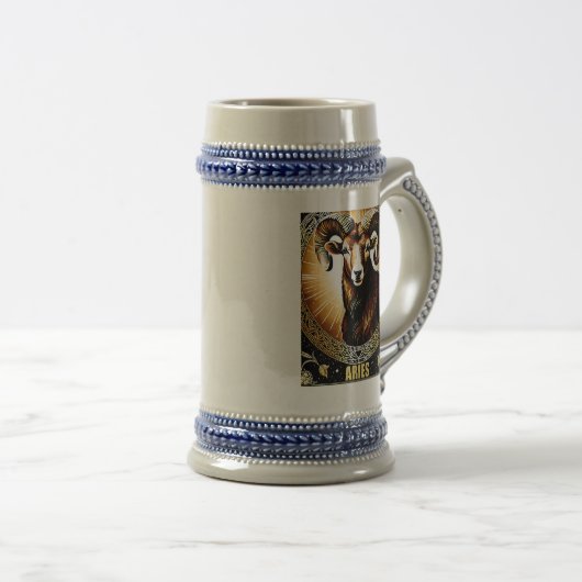 Aries Astrologie-Zeichen Bierglas (VorderseiteRechts)