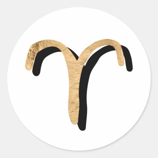 Aries Astrologie Zodiac Symbol Gold schwarz Runder Aufkleber (Vorderseite)