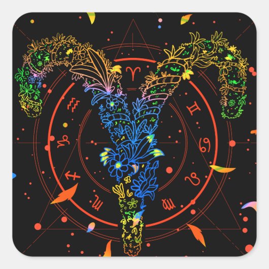 Aries Astrologisches Symboldesign Quadratischer Aufkleber (Vorderseite)