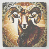 Aries astrologisches Zeichen Steinuntersetzer (Vorderseite)
