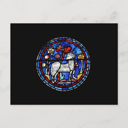 Aries Astrology Gothic gestaltetes Glas Windows Po Postkarte (Vorderseite)